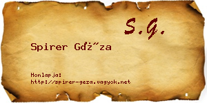 Spirer Géza névjegykártya